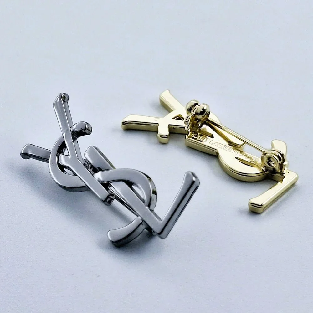 Bundle Vintage Gold Silver Yves Saint Laurent YSL Brooch Employee Appreciation 2 - Picture 8 of 8